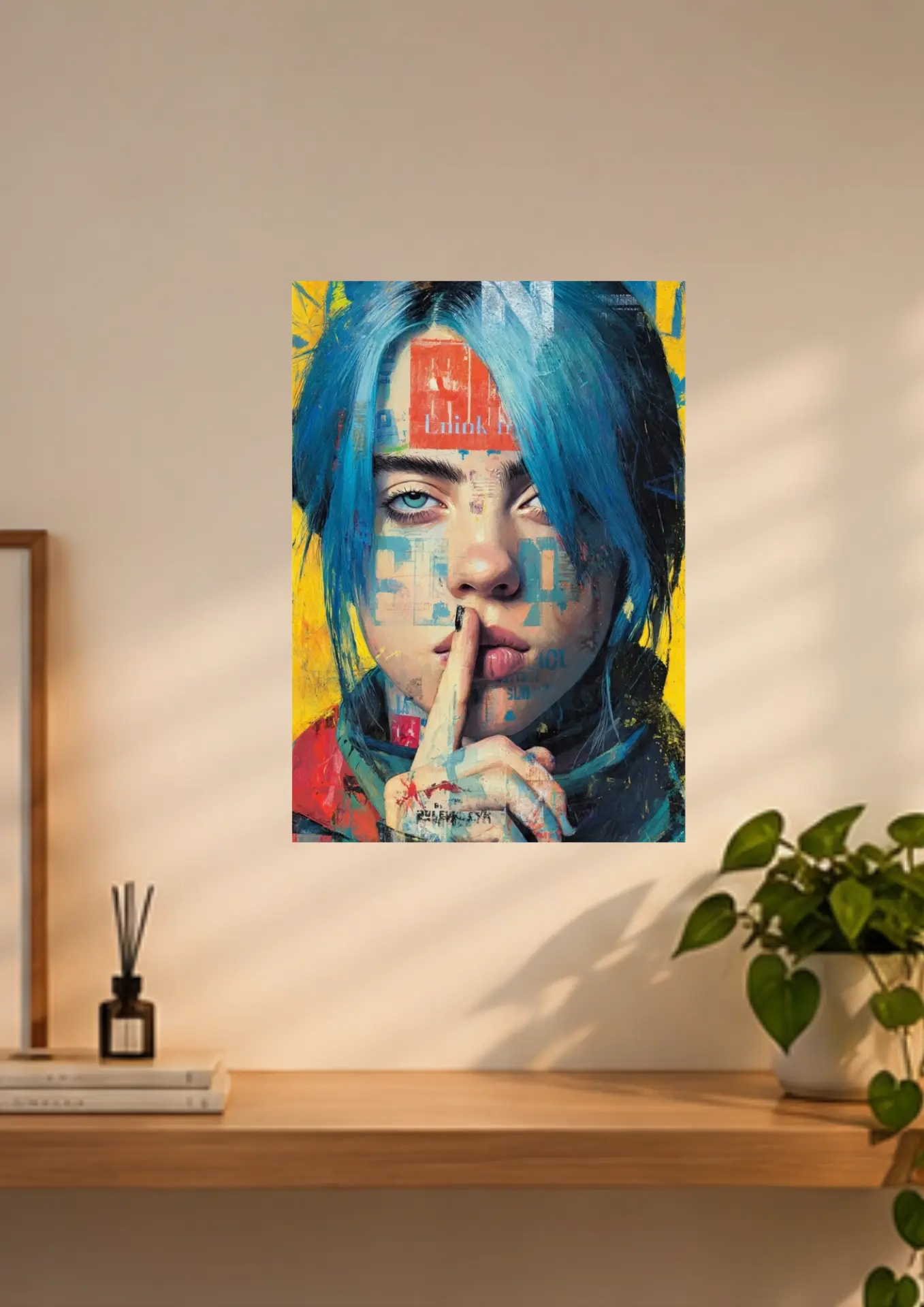 Billie Eilish Pop Art on a wall