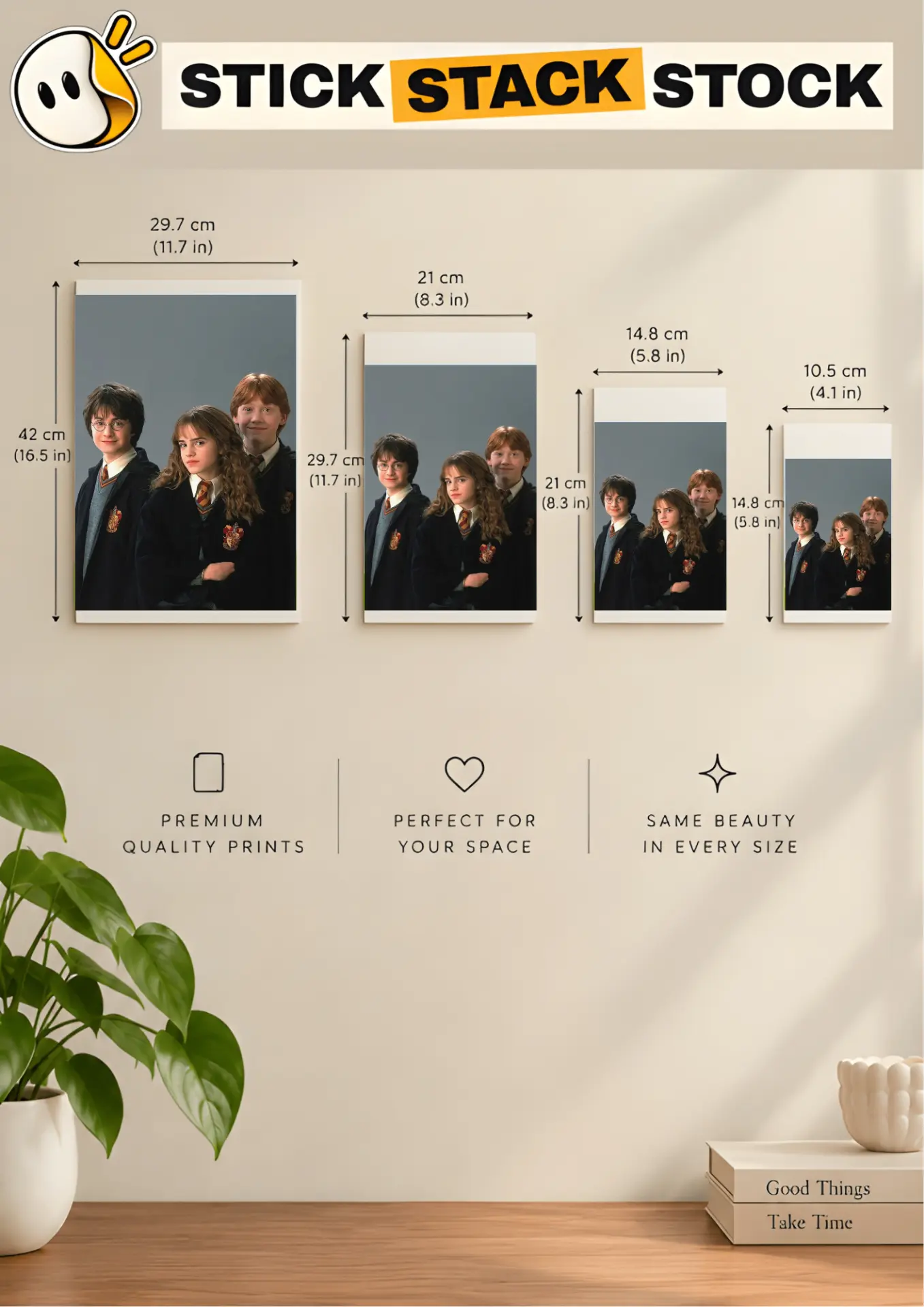 Harry, Hermione & Ron size guide