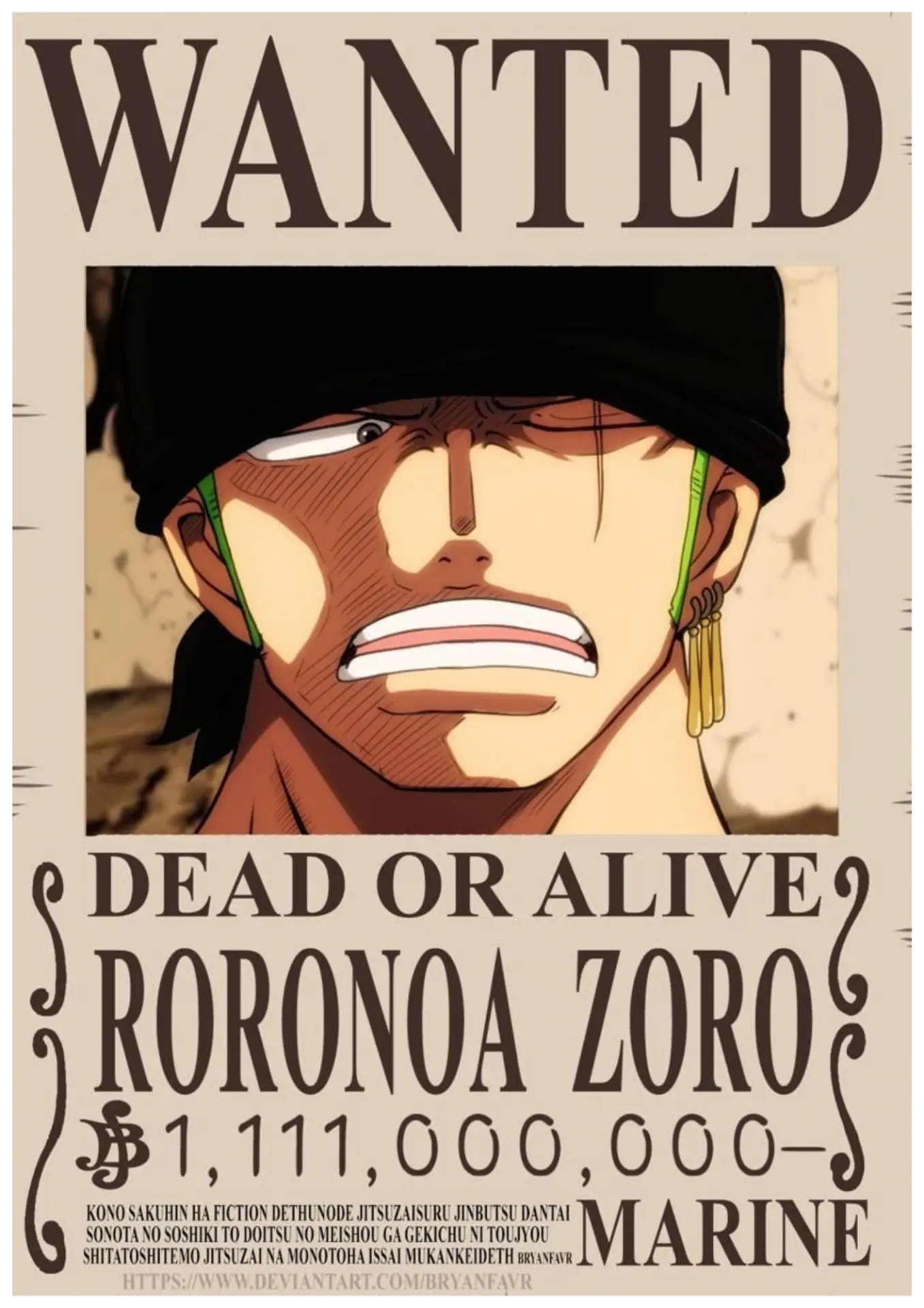 Roronoa Zoro Wanted poster