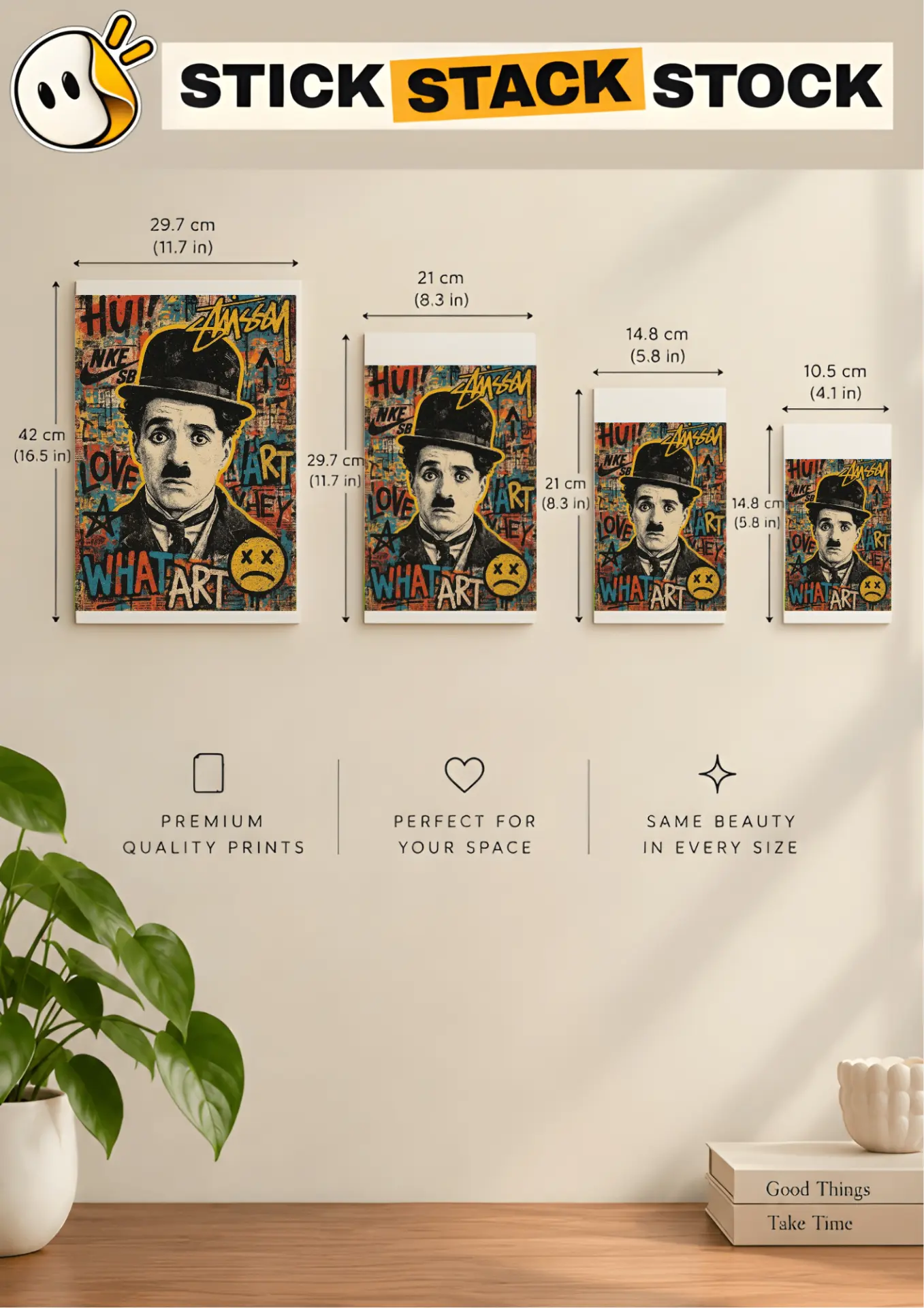 Charlie Chaplin Street Art size guide