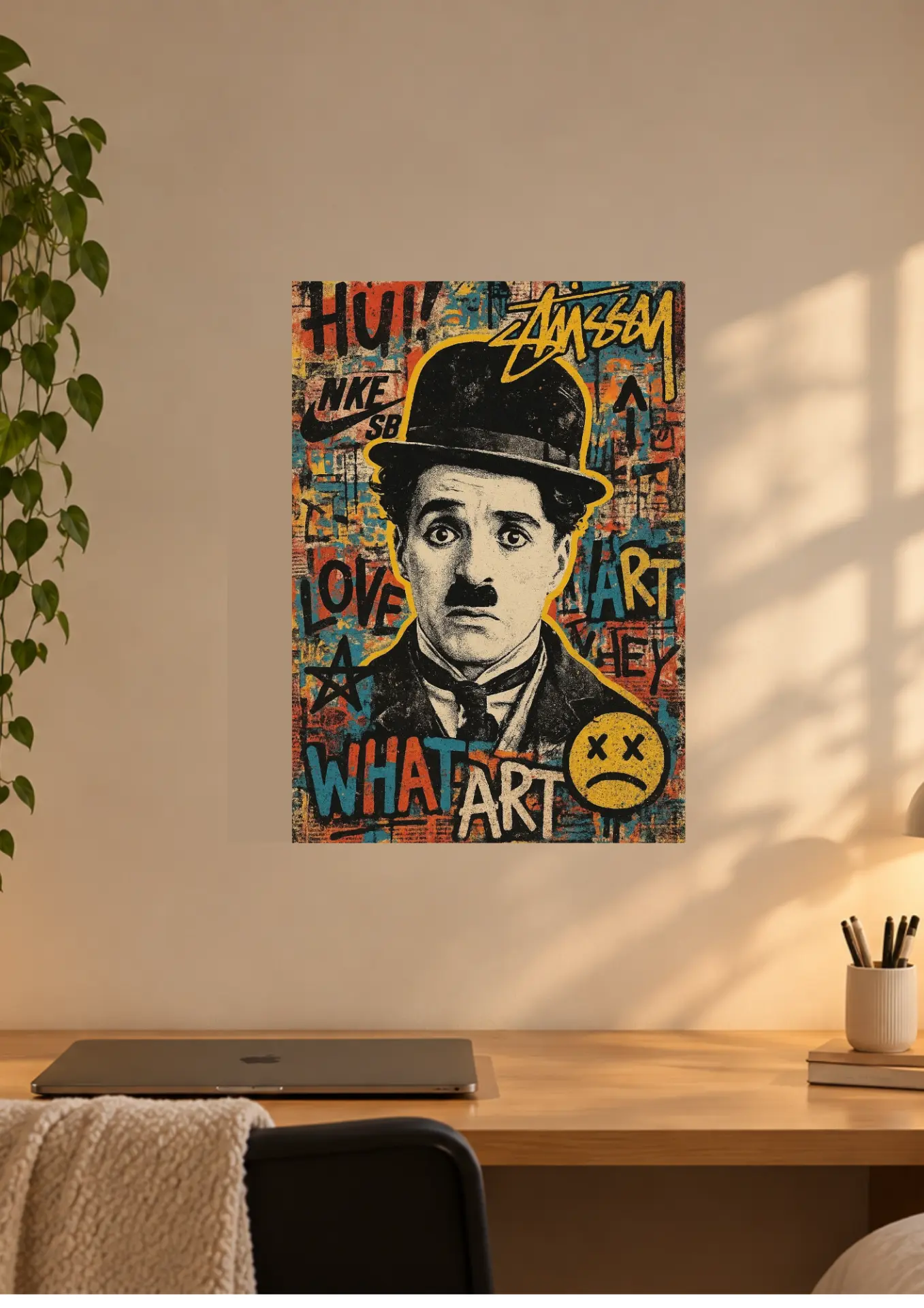 Charlie Chaplin Street Art on a wall