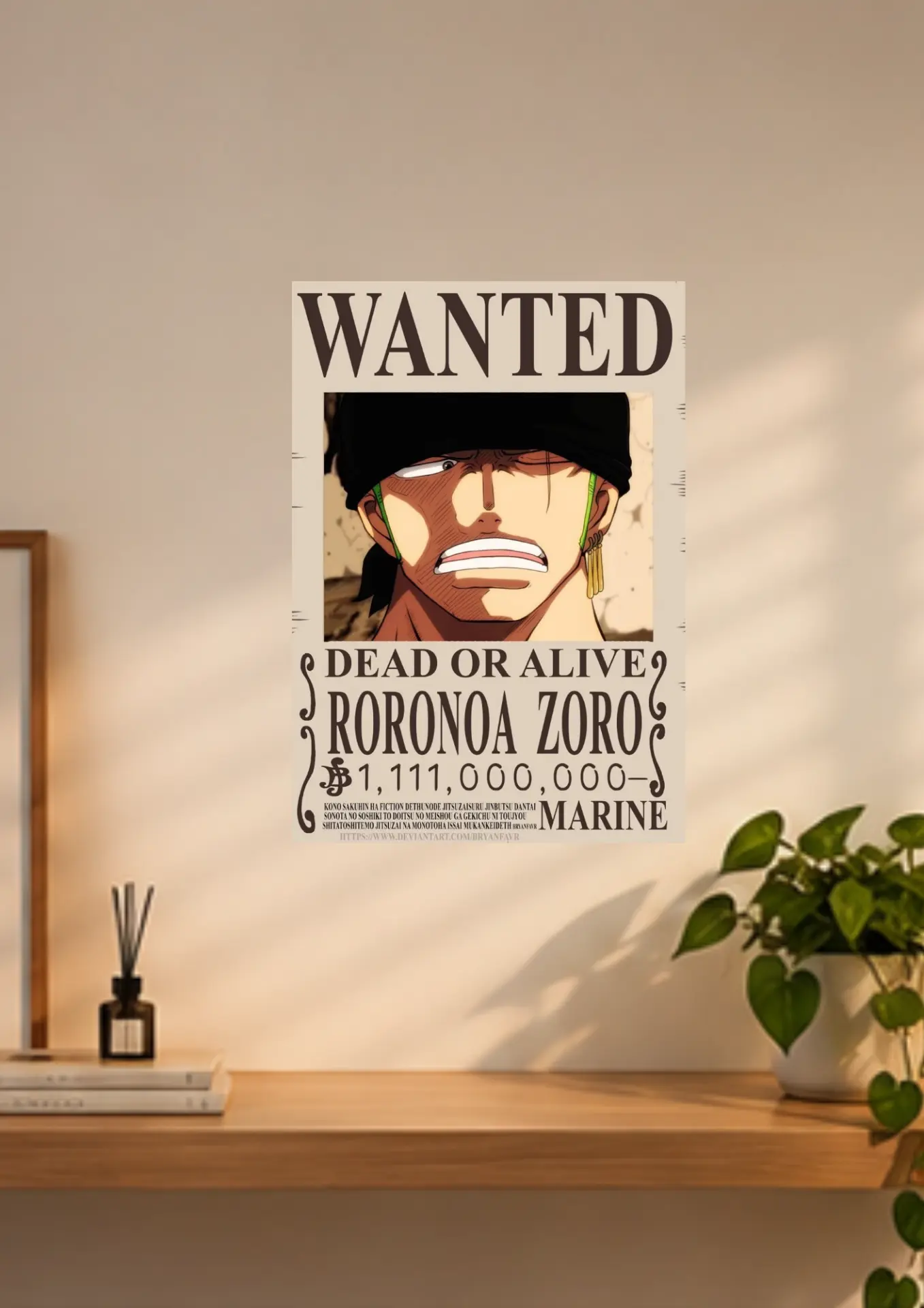 Roronoa Zoro Wanted on a wall
